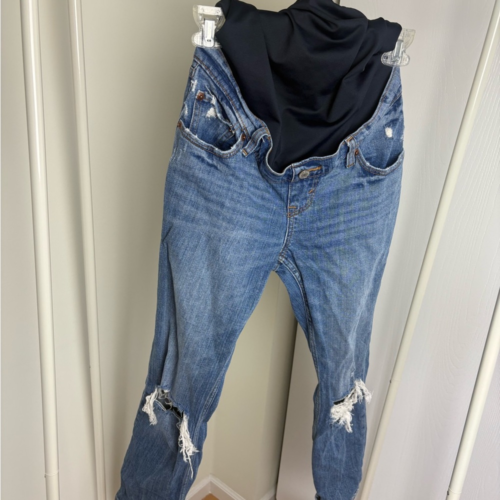 Abercrombie & Fitch Blue Distressed Ankle Maternity Jeans - Picture 3 of 4